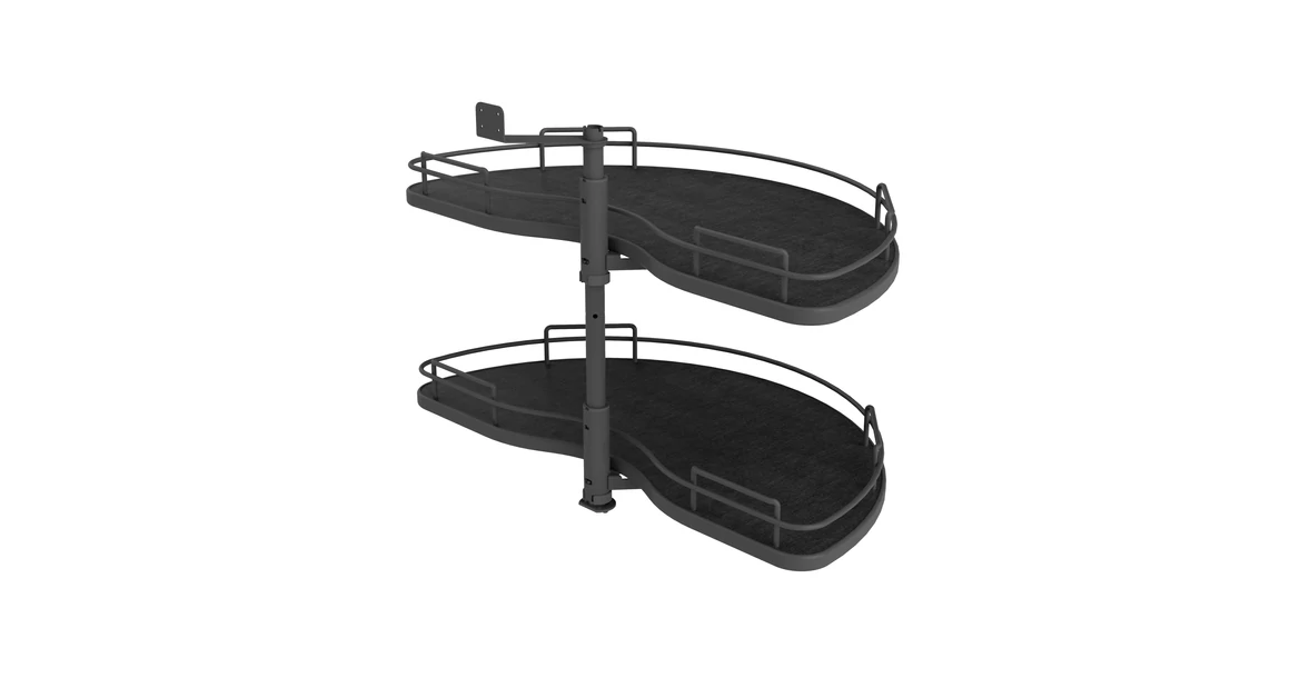 Kép 1/2 - Konyhai fémrács, sarokszekrénybe, antracit, félkör kosár, 760mm átmérő, 450mm ajtókhoz, SIGE Infinity Line 070