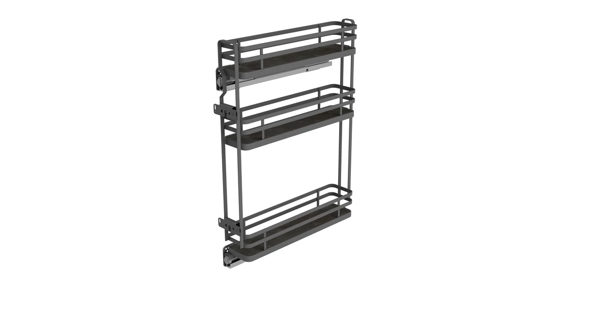 Kép 1/2 - Konyhai fémrács, 150mm, bal oldalra szerelhető, antracit, teljes kihúzás, csillapított záródás, rejtett fióksín, 3 kosár SIGE, Infinity Plus 002