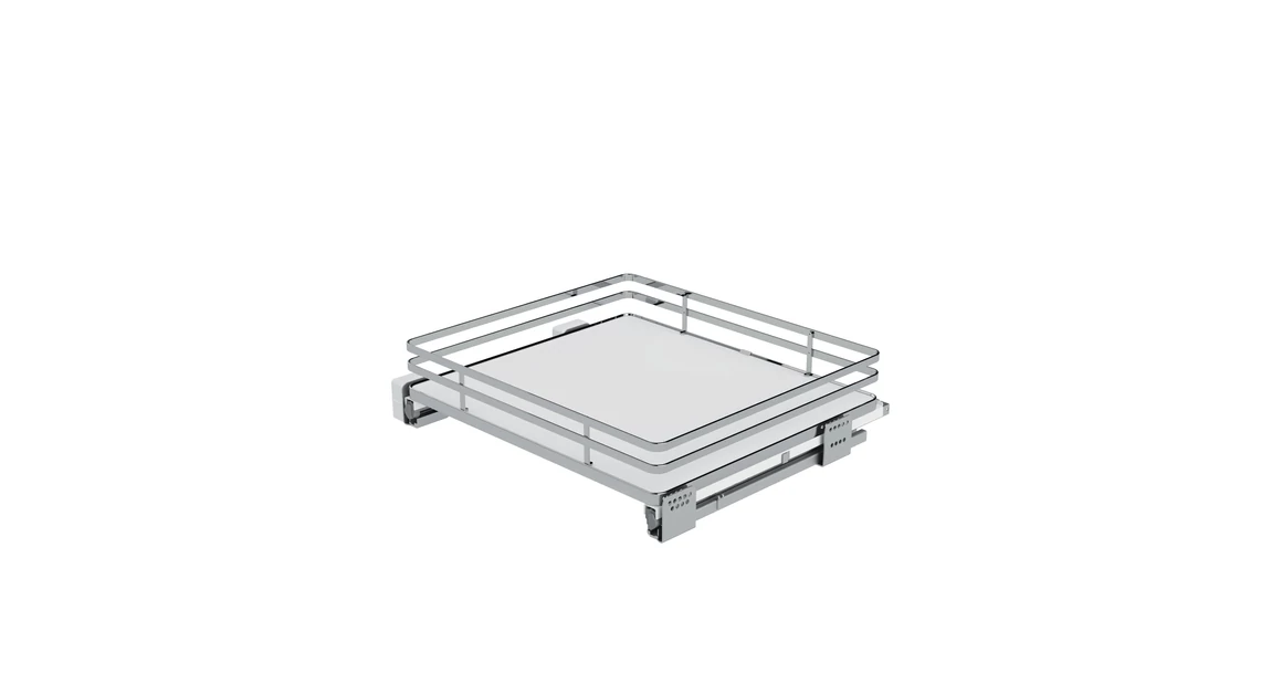 Kép 1/3 - Konyhai fémrács, 450mm, fiók, króm-fehér, teljes kihúzás, csillapított záródás, 30kg teherbírás, SIGE Infinity Plus 119