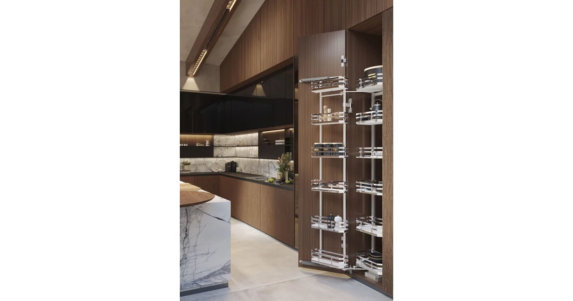 Kép 2/3 - Konyhai fémrács, kamravasalat, 450mm, króm-fehér, csillapított záródás, 12 kosár SIGE, Infinity Plus 230A