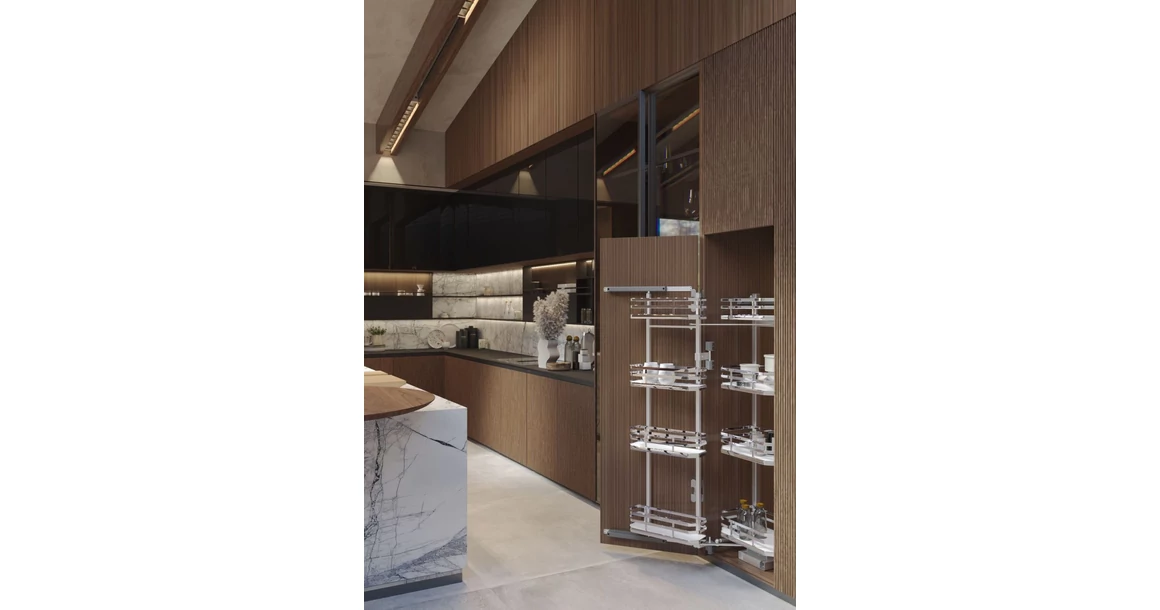 Kép 2/3 - Konyhai fémrács, kamravasalat, 450mm, króm-fehér, csillapított záródás,  8 kosár SIGE, Infinity Plus 230B