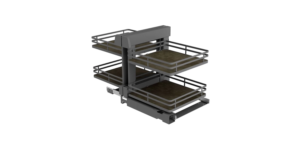 Kép 1/5 - Konyhai fémrács, sarokszekrénybe, teljes kihúzás, csillapított záródás, antracit, univerzális, 1200mm, 600mm ajtó szélesség, Sige Infinity Plus 340