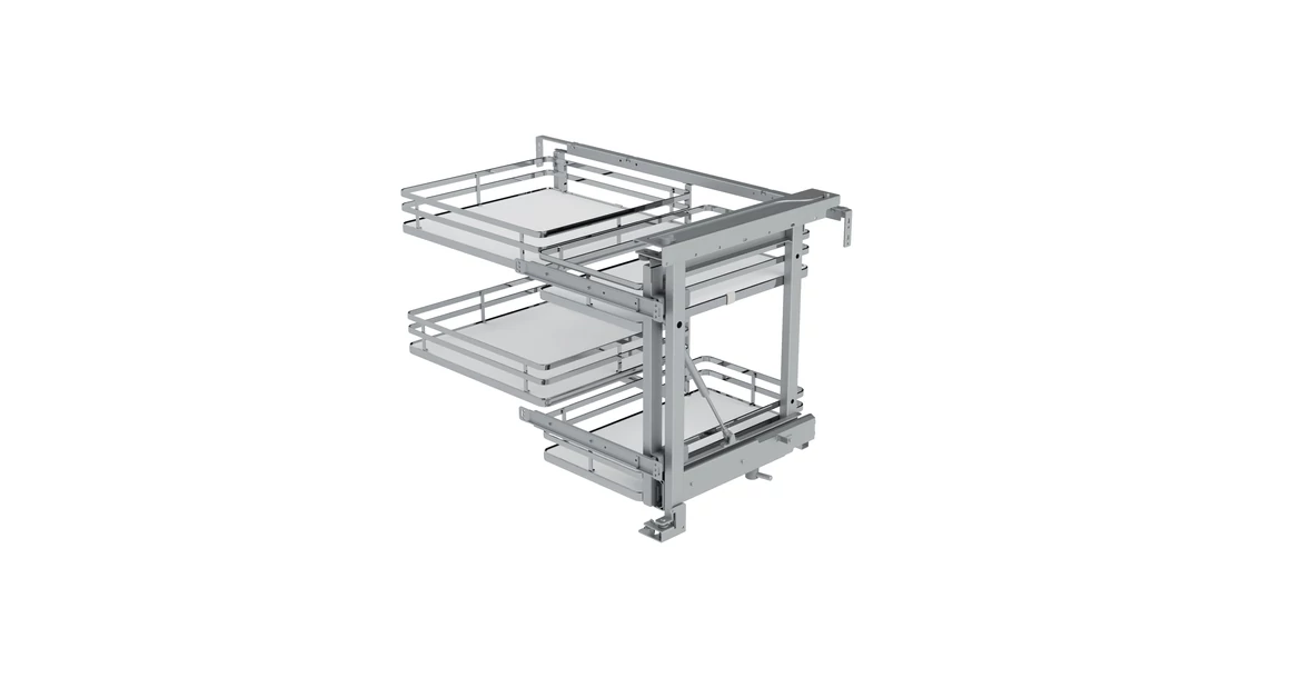 Kép 1/3 - Konyhai fémrács, sarokszekrénybe, részleges kihúzás, csillapított záródás, króm-fehér, jobbos, 1200mm, 600mm ajtó szélesség, SIGE Infinity Plus 350