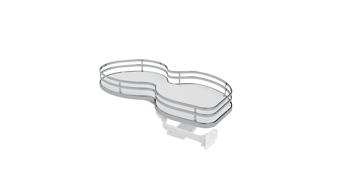 Kép 1/3 - Konyhai fémrács, sarokszekrénybe, jobbos, Nuvola vesetál, króm-fehér,  800mm, 400mm ajtó szélesség, Sige Infinity Plus 371