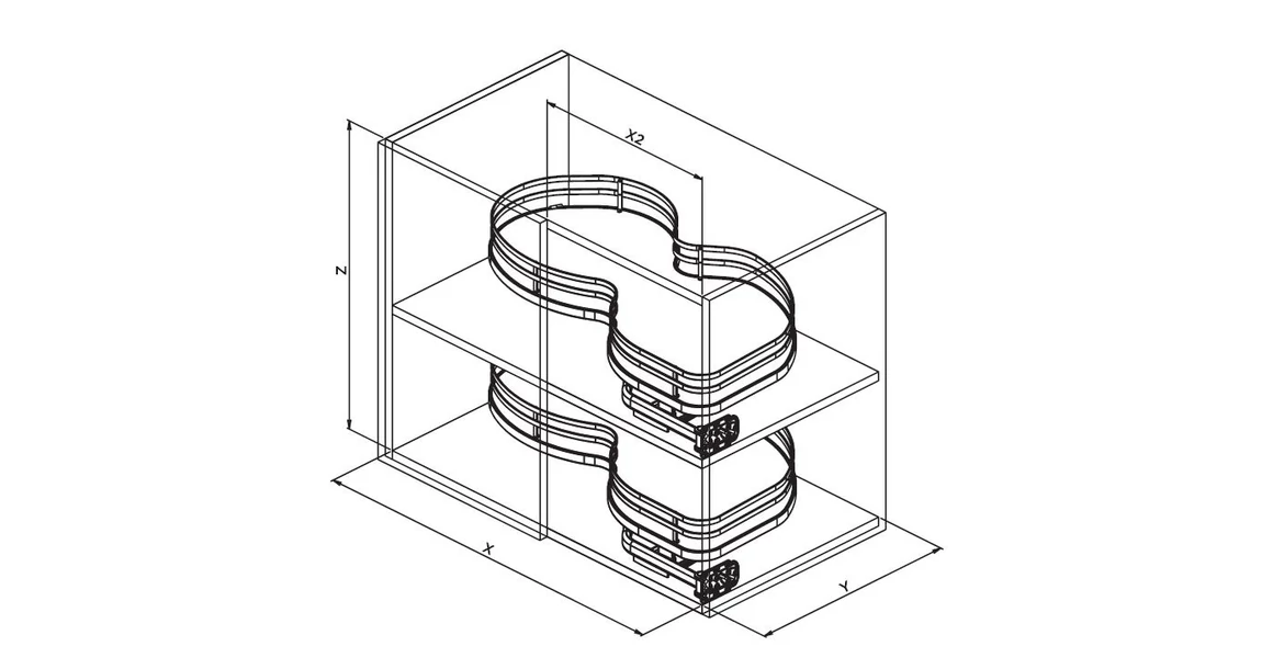 Kép 3/3 - Konyhai fémrács, sarokszekrénybe, jobbos, Nuvola vesetál, antracit, 1000mm, 600mm ajtó szélesség, Sige Infinity Plus 371