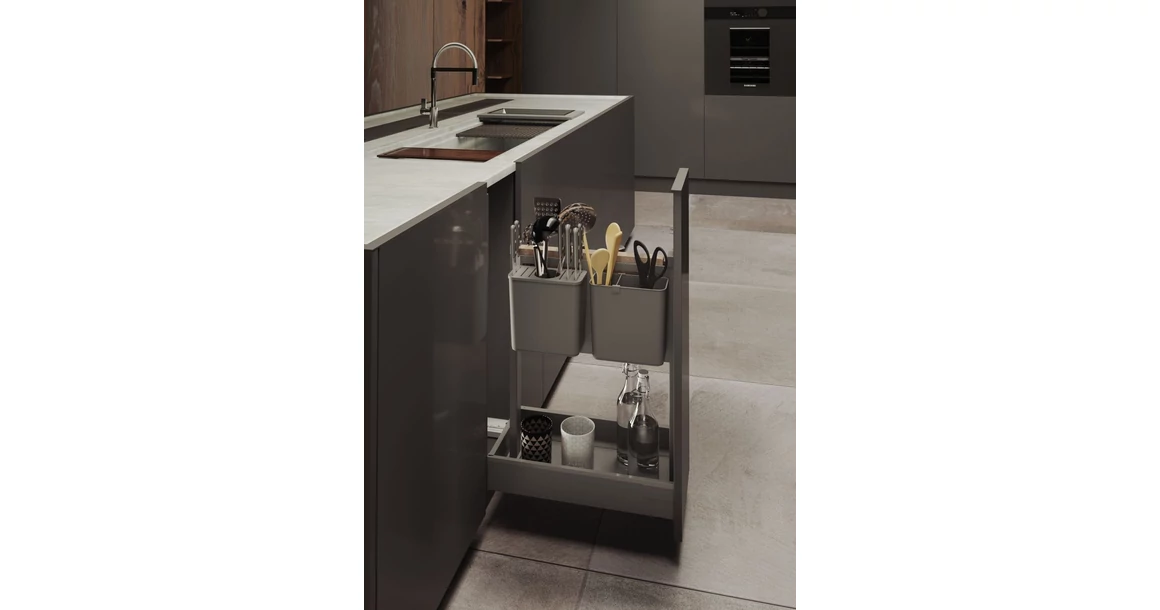 Kép 5/5 - Konyhai fémrács, kiegészítő fiókra építhető szelektív tároló, Shéf fiók, 300mm szekrénybe SIGE 094C