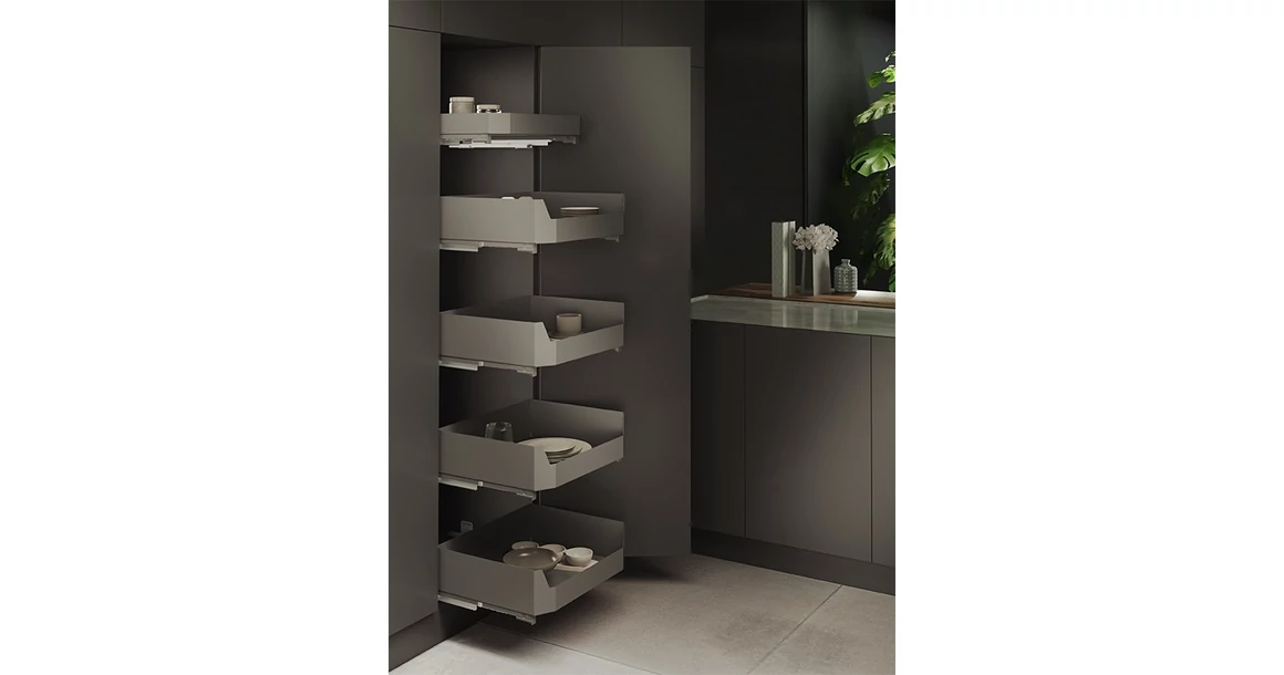 Kép 3/3 - Konyhai fémrács, 400mm, fiók, belső, 135mm magas, antracit, teljes kihúzás, csillapított záródás, SIGE, PRO LINE 119