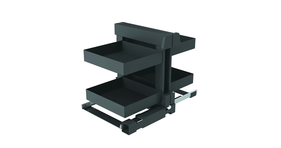 Kép 1/5 - Konyhai fémrács, sarokszekrénybe, teljes kihúzás, csillapított záródás, antracit, univerzális, 1000mm, 500mm ajtó szélesség, Sige PRO LINE 340