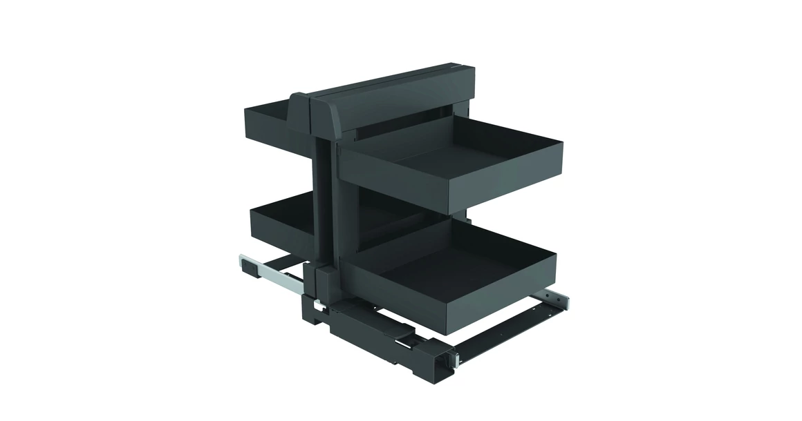 Kép 1/5 - Konyhai fémrács, sarokszekrénybe, teljes kihúzás, csillapított záródás, antracit, jobbos,  900mm, 450mm ajtó szélesség, Sige PRO LINE 340