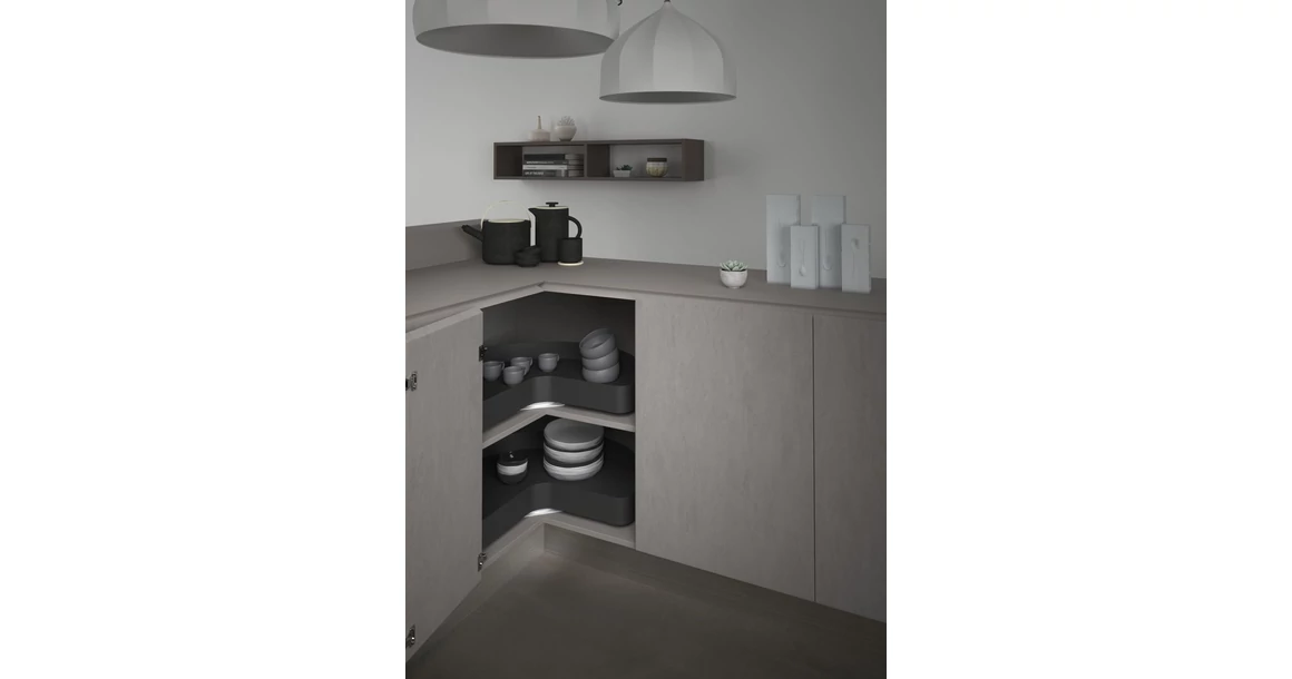 Kép 2/2 - Konyhai fémrács, sarokszekrénybe, 3/4 kör kosár, 700mm átmérő, 350mm ajtókhoz, Sige PRO LINE 363