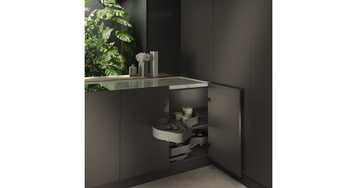 Kép 2/3 - Konyhai fémrács, sarokszekrénybe, balos, Nuvola vesetál, antracit, 1000mm, 600mm ajtó szélesség, Sige PRO LINE 371