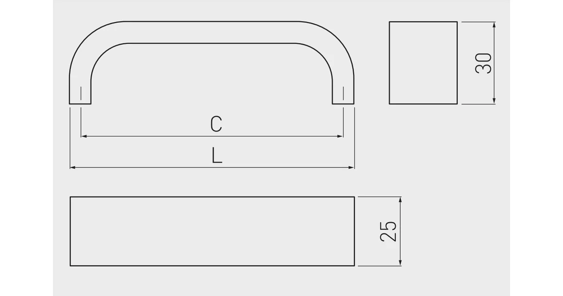 Kép 4/4 - Fogantyú alumínium,  160mm, UA-347, alu elox