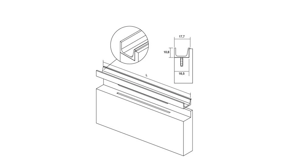 Kép 3/3 - Fogantyú  Viefe JEY2 élbe ültethető,  597mm, alumínium, matt fehér