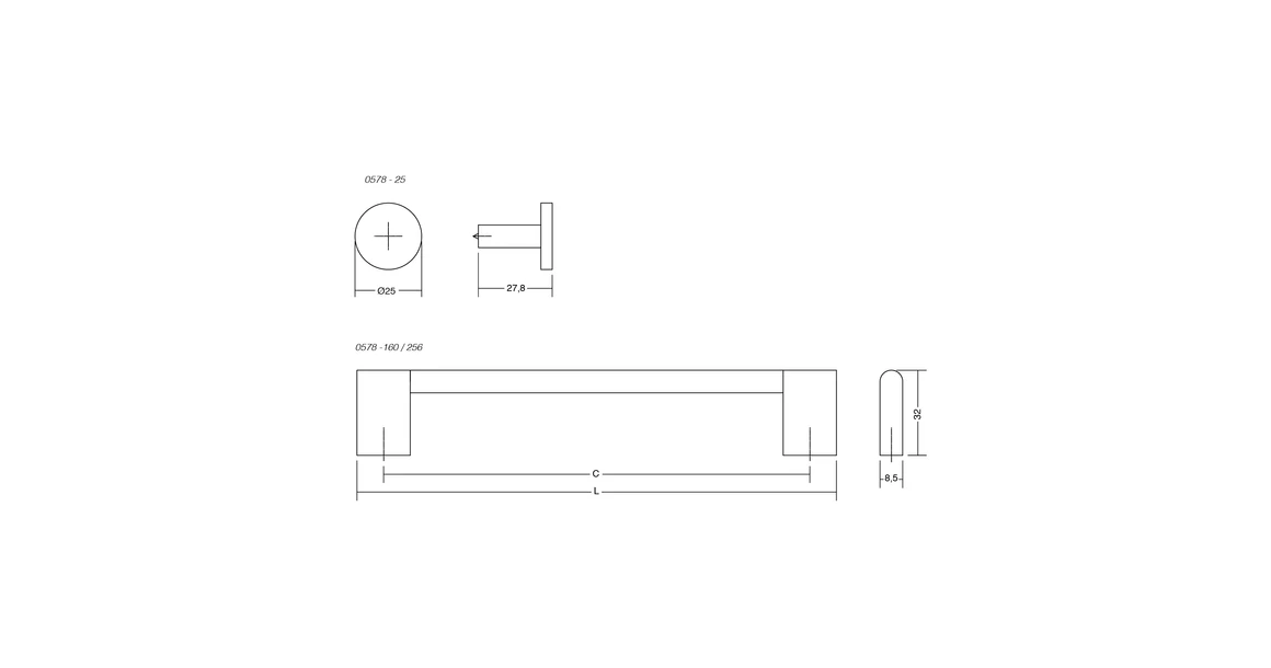 Kép 6/6 - Fogantyú  Viefe NEXX  gomb, D25, alumínium, szálcsiszolt