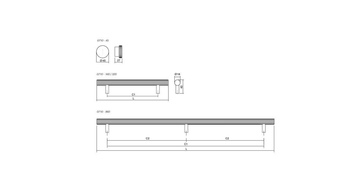 Kép 2/5 - Fogantyú  Viefe BOTO   320mm, alumínium, csiszolt fekete
