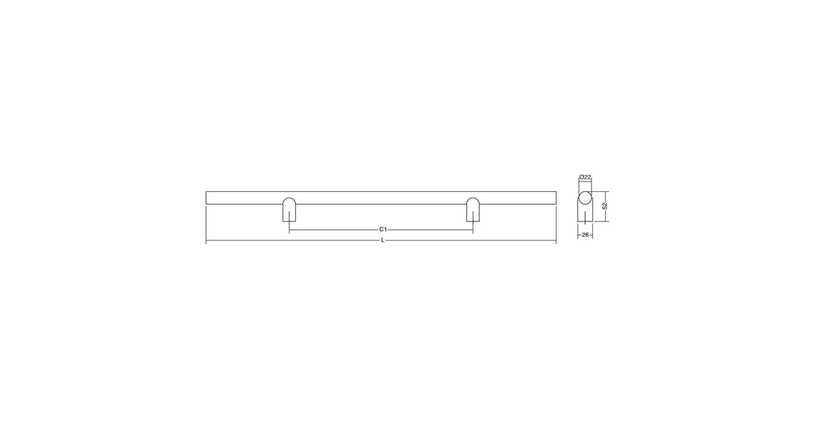 Kép 2/6 - Fogantyú  Viefe KUMO WOOD BIG  frontról szerelhető  320mm, alumínium-fa, szálcsiszolt - tölgy
