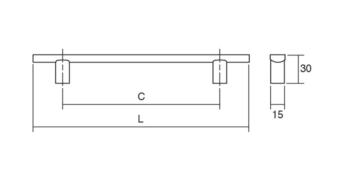 Kép 3/3 - Fogantyú  Viefe ARA W  160mm, fém-fa, tölgy + szálcsiszolt