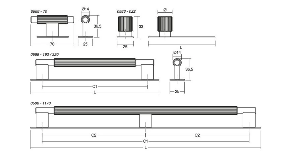 Kép 4/4 - Fogantyú  Viefe ARPA PLATE 1178mm, alumínium, szálcsiszolt