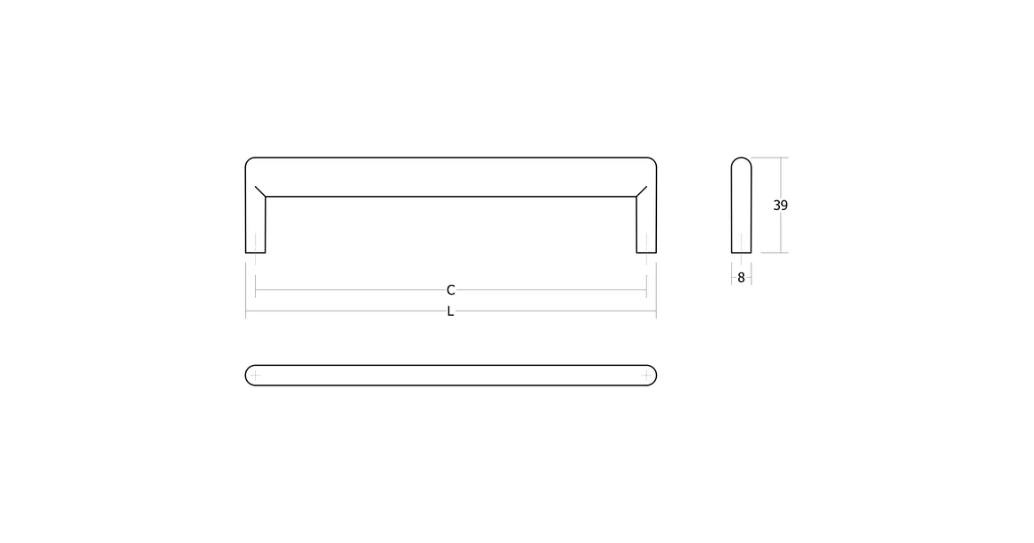Kép 9/9 - Fogantyú  Viefe BEAM  320mm, fém, fényes fekete titán