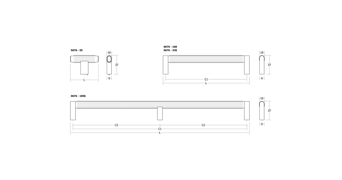 Kép 3/4 - Fogantyú  Viefe BROOKLYN  528/1056mm, alumínium, fekete titán
