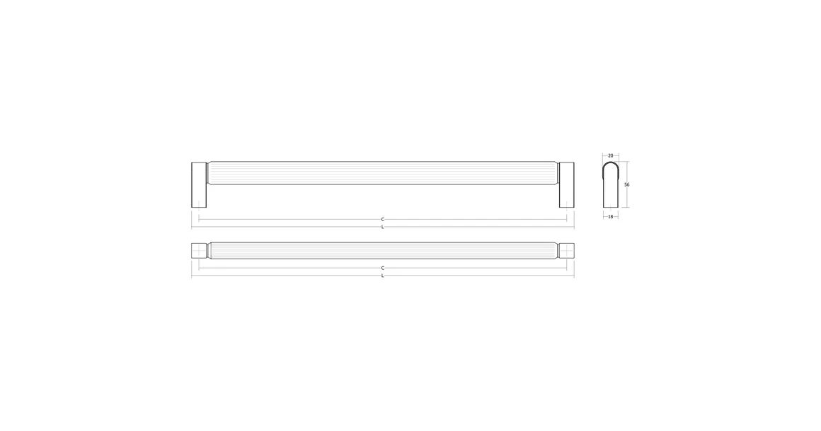 Kép 3/3 - Fogantyú  Viefe BROOKLYN BIG frontról szerelhető  1056mm, alumínium, fényes nikkel