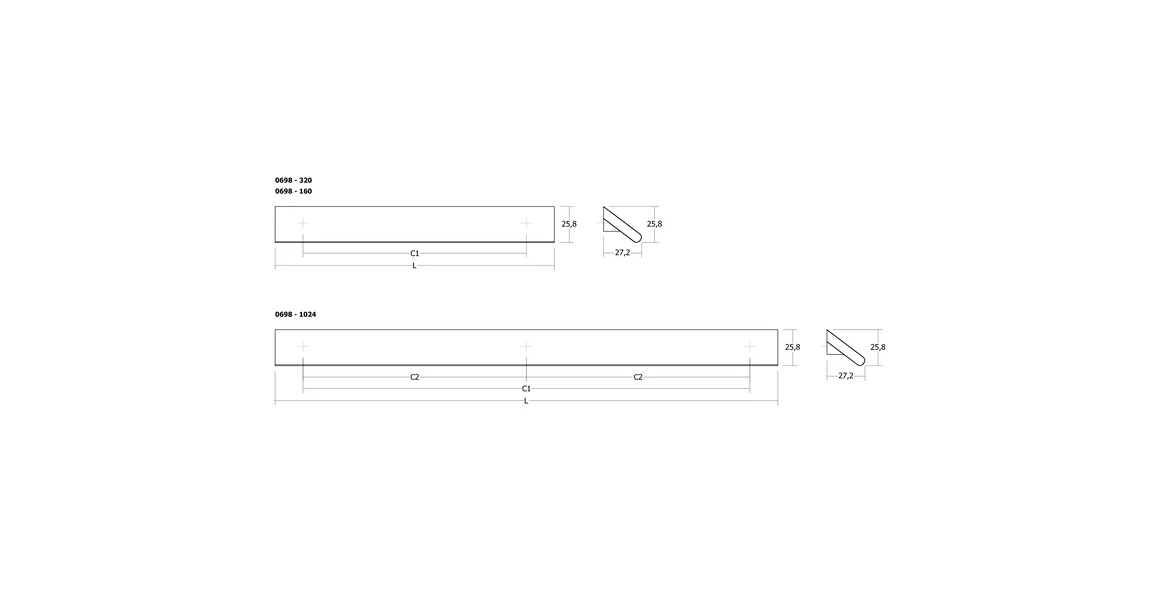 Kép 4/4 - Fogantyú  Viefe CANO  512/1024mm, fa, tölgy nyers