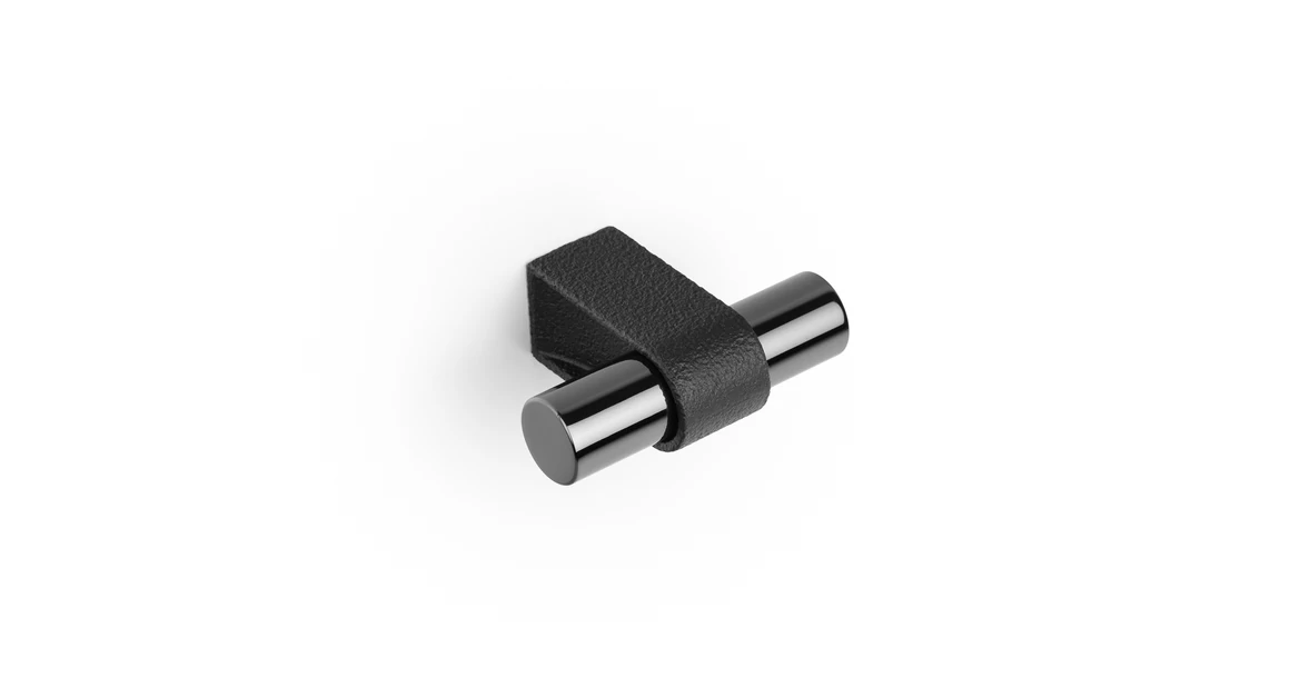 Kép 1/3 - Fogantyú  Viefe CASEY gomb, alumínium, texturált láva fekete-  polírozott titán fekete