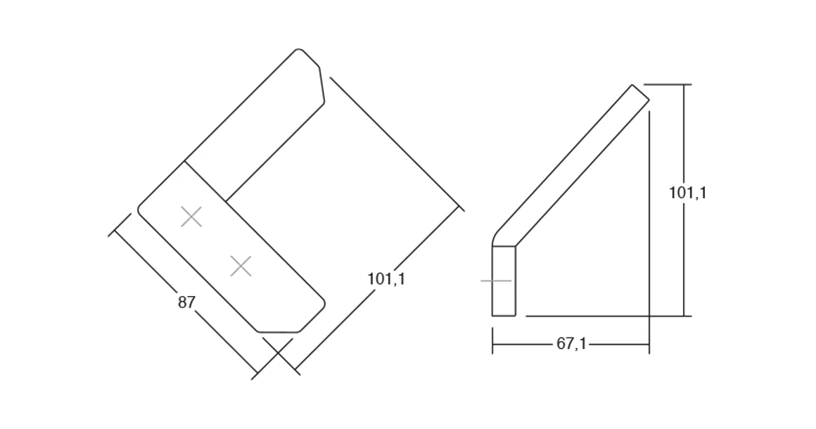 Kép 4/4 - Fogas  Viefe CORNER   30mm, fém, szürke + mohaszürke EI