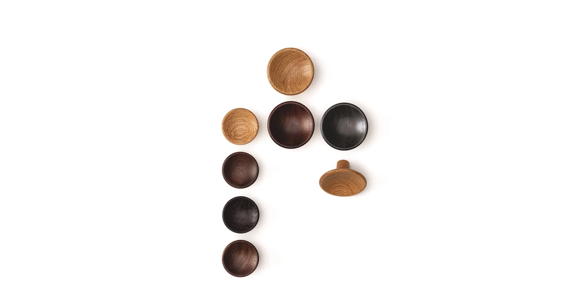 Kép 2/3 - Fogantyú  Viefe DISC gomb, D38, fa, tölgy nyers