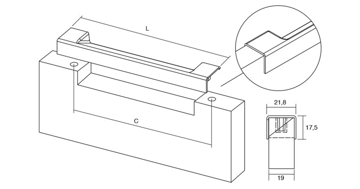 Kép 4/4 - Fogantyú  Viefe DUA  192mm, fém, fényes króm
