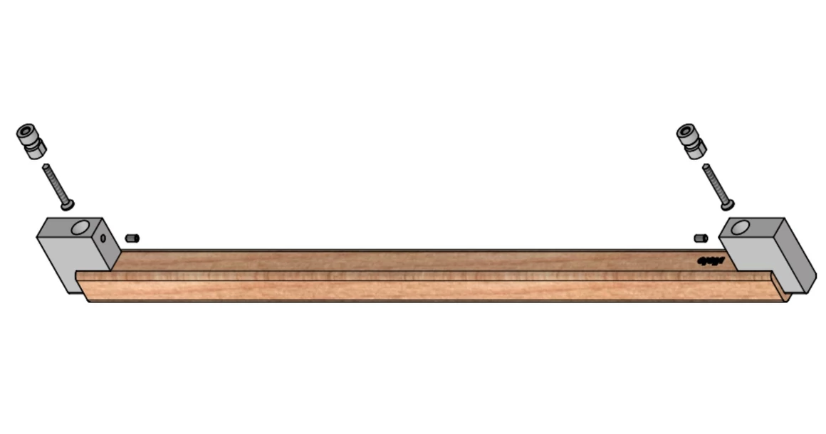 Kép 8/9 - Fogantyú  Viefe DUO BIG frontról szerelhető  480mm, fém-fa, csiszolt láva szürke - tölgy