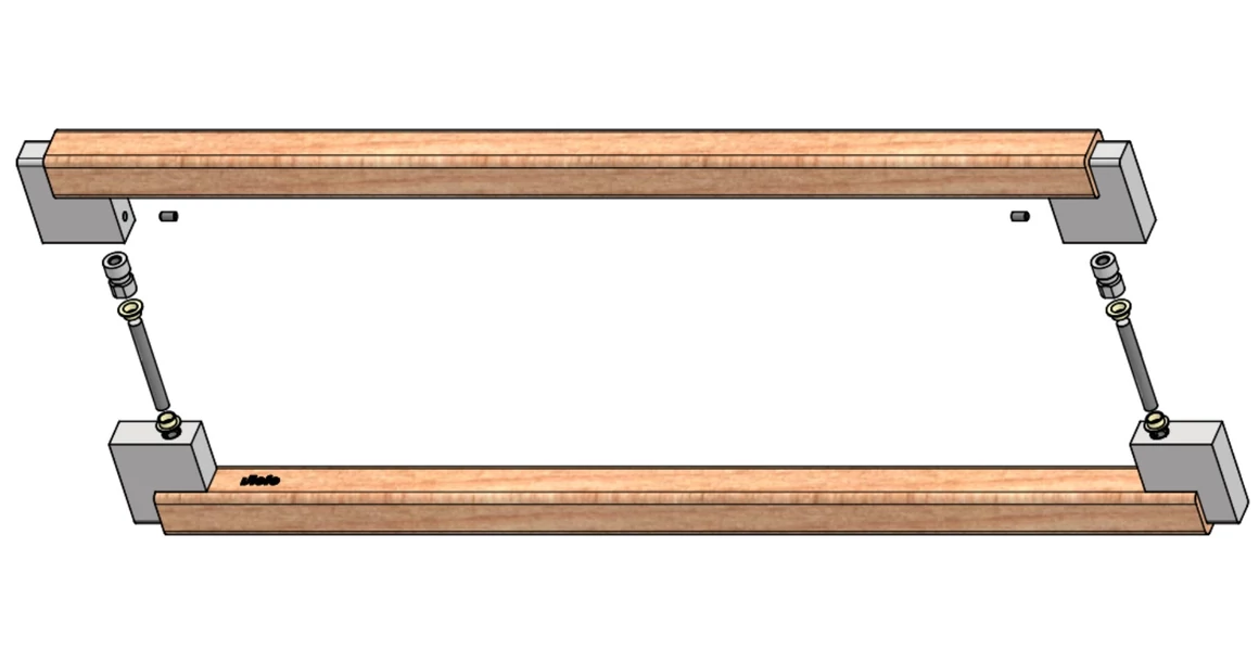 Kép 9/10 - Fogantyú  Viefe DUO BIG kétoldalról szerelhető szett  480mm, fém-fa, csiszolt láva szürke - tölgy