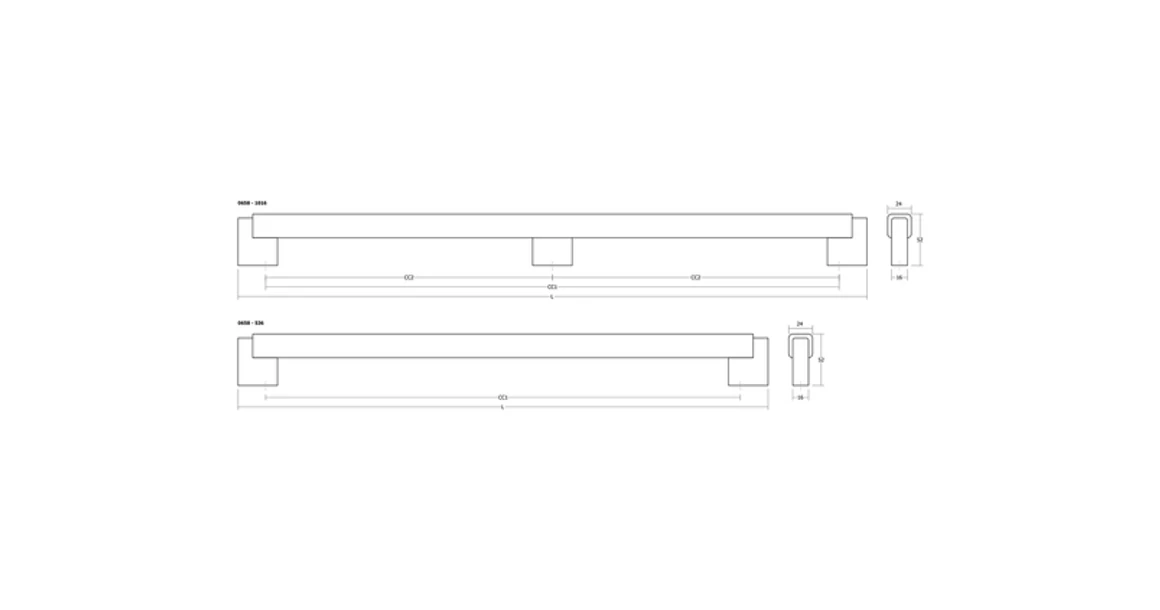 Kép 10/10 - Fogantyú  Viefe DUO BIG kétoldalról szerelhető szett  480mm, fém-fa, csiszolt láva szürke - tölgy