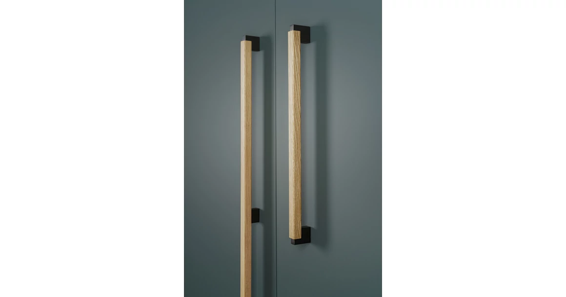 Kép 3/10 - Fogantyú  Viefe DUO BIG kétoldalról szerelhető szett  480mm, fém-fa, csiszolt láva szürke - tölgy