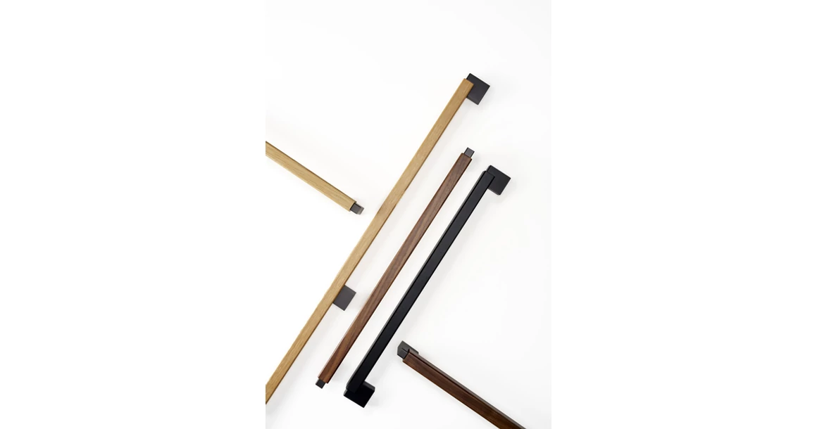 Kép 4/10 - Fogantyú  Viefe DUO BIG kétoldalról szerelhető szett  480mm, fém-fa, csiszolt láva szürke - tölgy