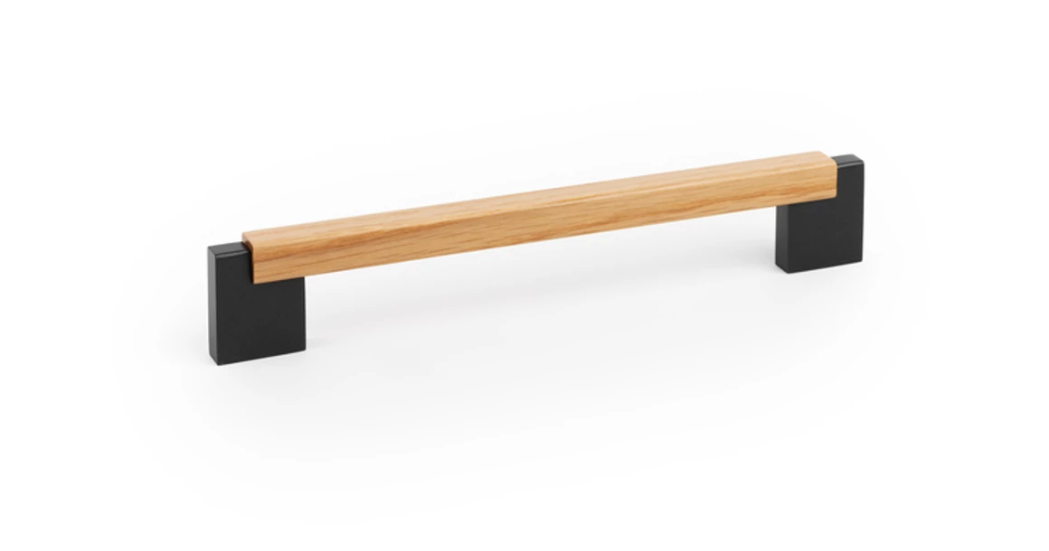 Kép 1/4 - Fogantyú  Viefe DUO MINI  160mm, fém-fa, csiszolt láva szürke - tölgy