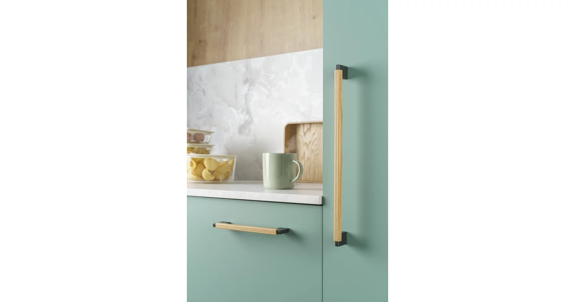 Kép 2/4 - Fogantyú  Viefe DUO MINI  160mm, fém-fa, csiszolt láva szürke - tölgy