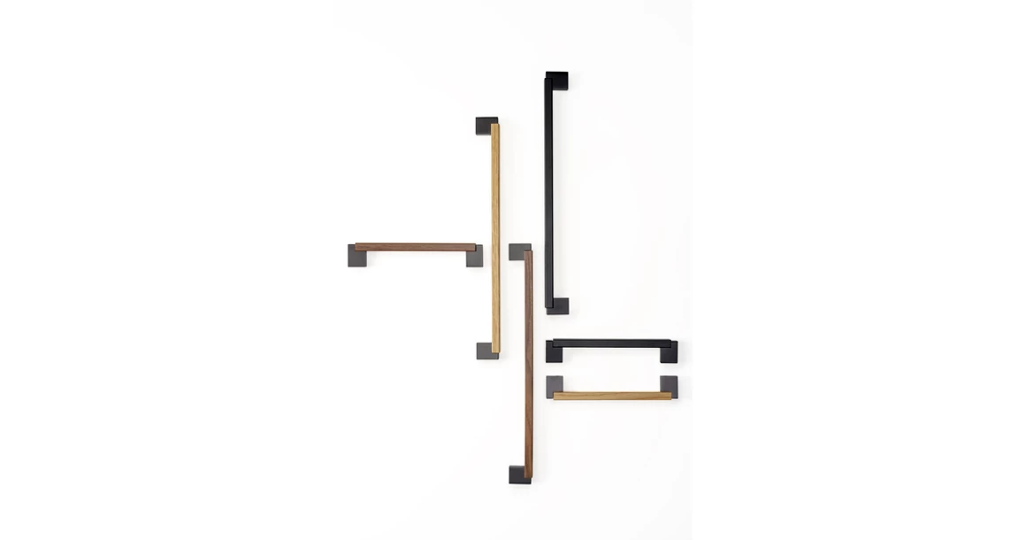 Kép 3/4 - Fogantyú  Viefe DUO MINI  160mm, fém-fa, csiszolt láva szürke - tölgy