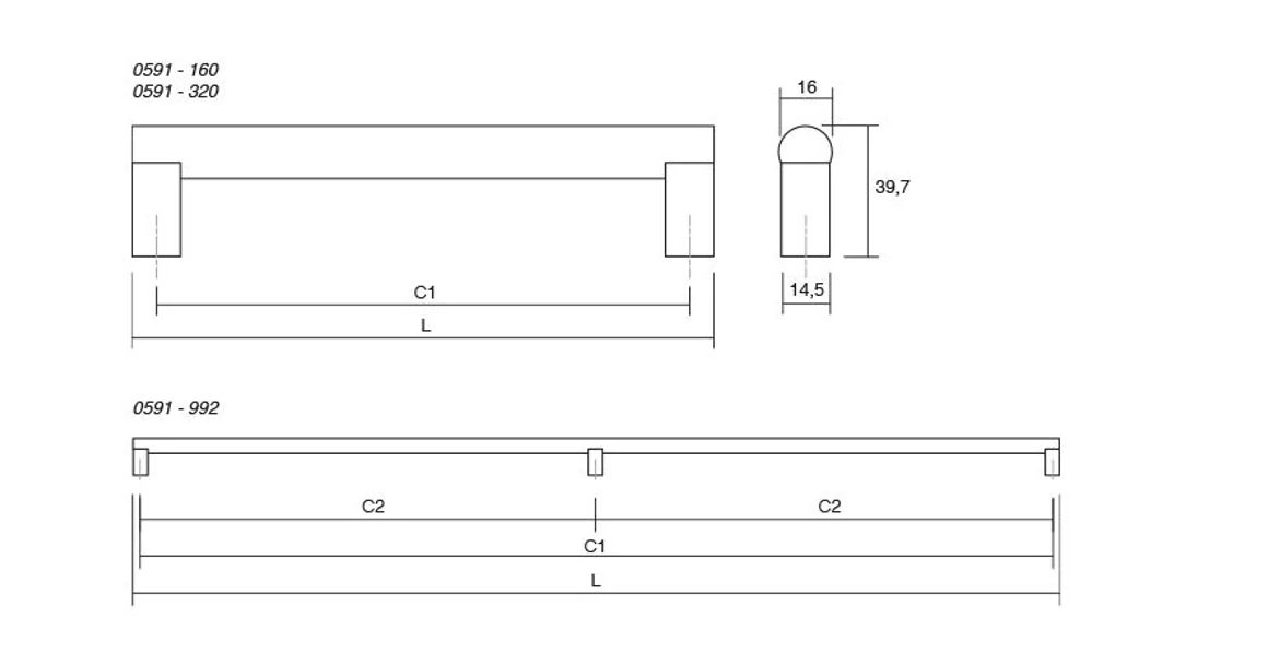 Kép 5/5 - Fogantyú  Viefe ETO  160mm, alumínium-fa, csiszolt láva szürke - tölgy