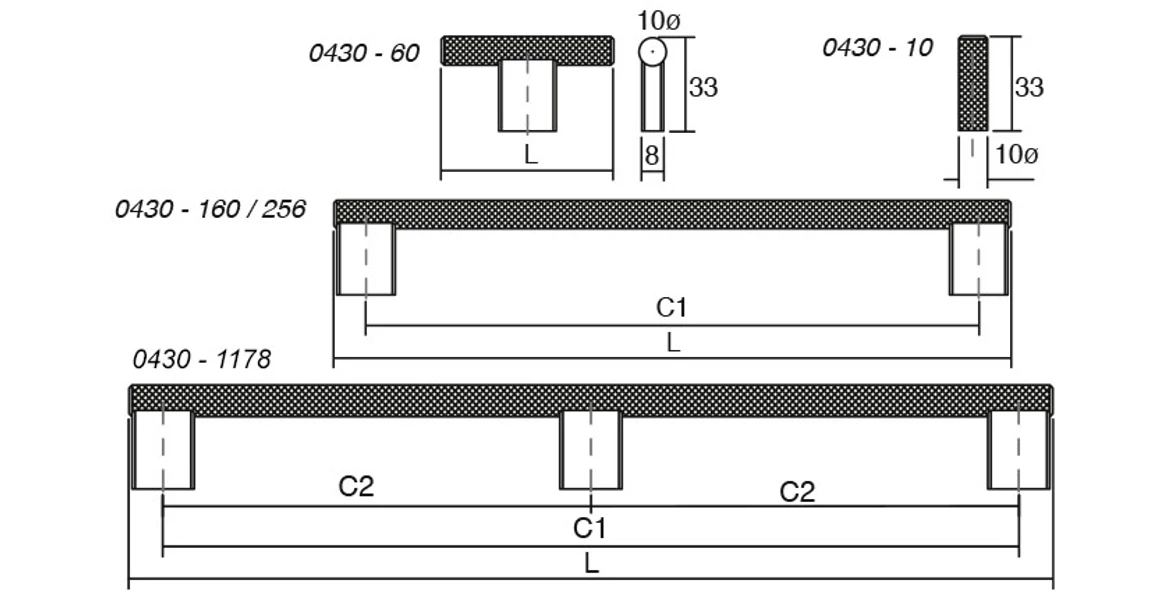 Kép 3/3 - Fogantyú  Viefe GRAF2  256mm, fém, szálcsiszolt