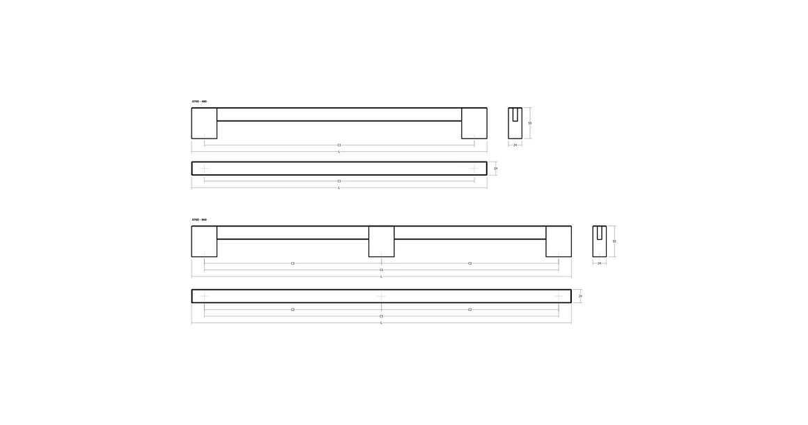 Kép 4/7 - Fogantyú  Viefe HAKO BIG frontról szerelhető 480mm, fa, tölgy