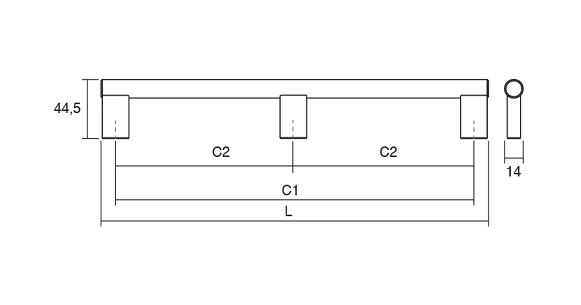 Kép 4/4 - Fogantyú  Viefe KOMBI 1092mm rozsdamentes acél, szálcsiszolt