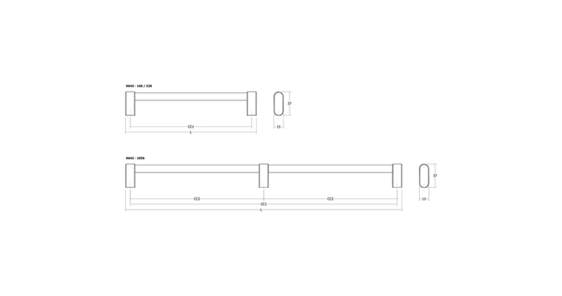 Kép 6/6 - Fogantyú  Viefe LINKK  528/1056mm, alumínium, szálcsiszolt