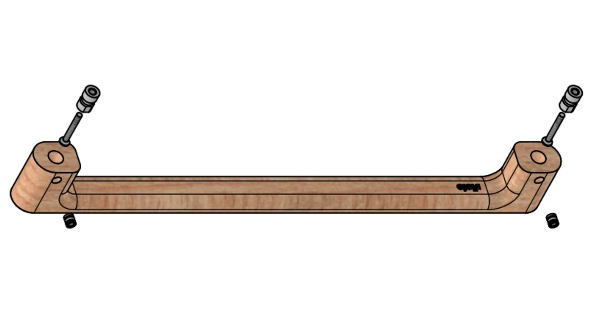 Kép 9/10 - Fogantyú  Viefe LUV BIG frontról szerelhető  384mm, fa, tölgy