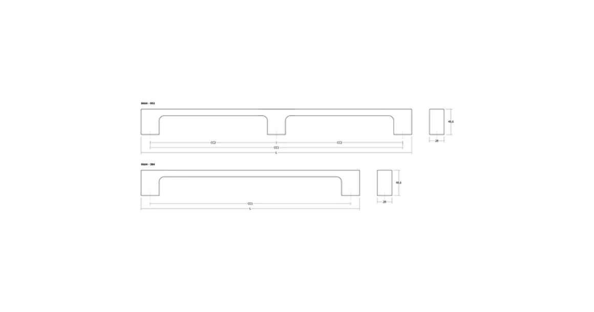 Kép 11/11 - Fogantyú  Viefe LUV BIG kétoldalról szerelhető szett  384mm, fa, tölgy