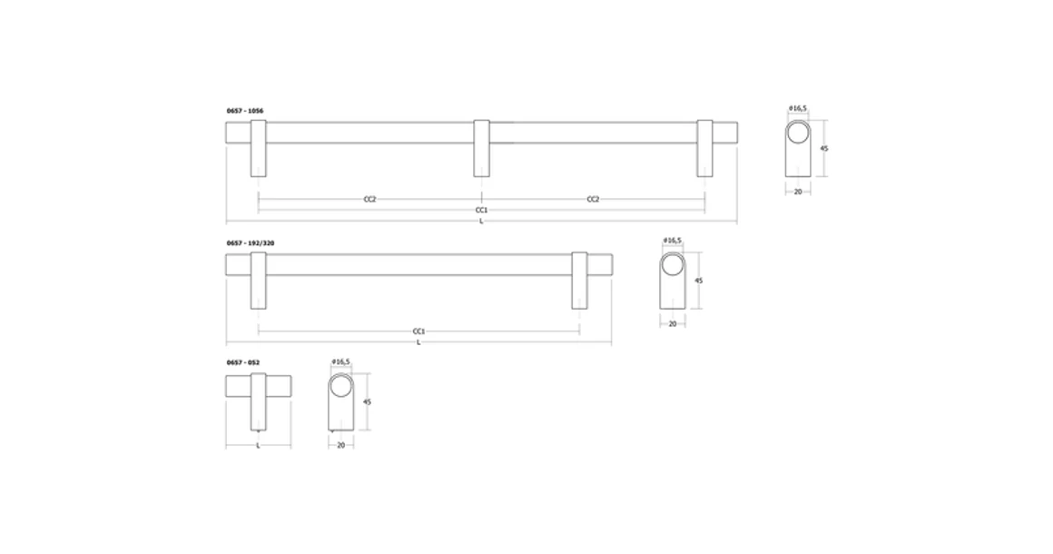 Kép 5/5 - Fogantyú  Viefe NOBB  192mm, alumínium, szálcsiszolt