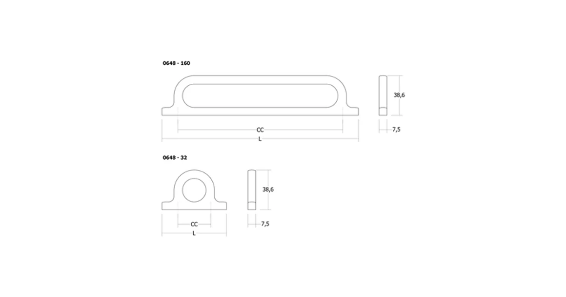 Kép 3/3 - Fogantyú  Viefe OMEGA   32mm, fém, csiszolt pezsgő
