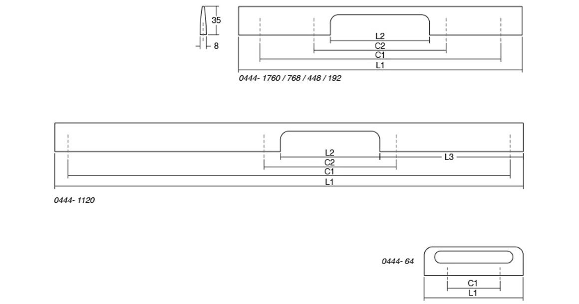 Kép 6/6 - Fogantyú  Viefe Peak  192mm, fém, szálcsiszolt