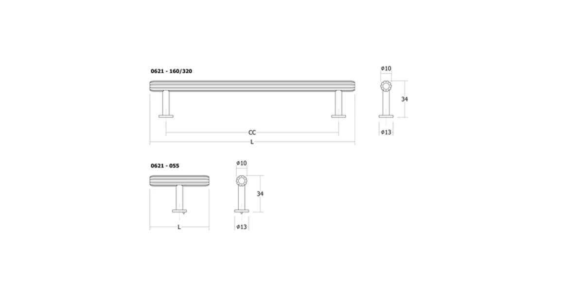 Kép 4/4 - Fogantyú  Viefe RILLE MINI gomb, alumínium, fényes nikkel