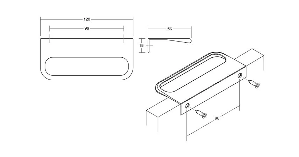 Kép 7/7 - Fogantyú  Viefe RIM   96mm, fém, matt fehér